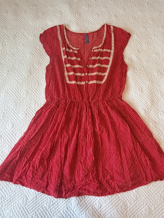 Free People Dresses & Skirts - Free People Red Polka Dot Romantic Babydoll Mini Dress
